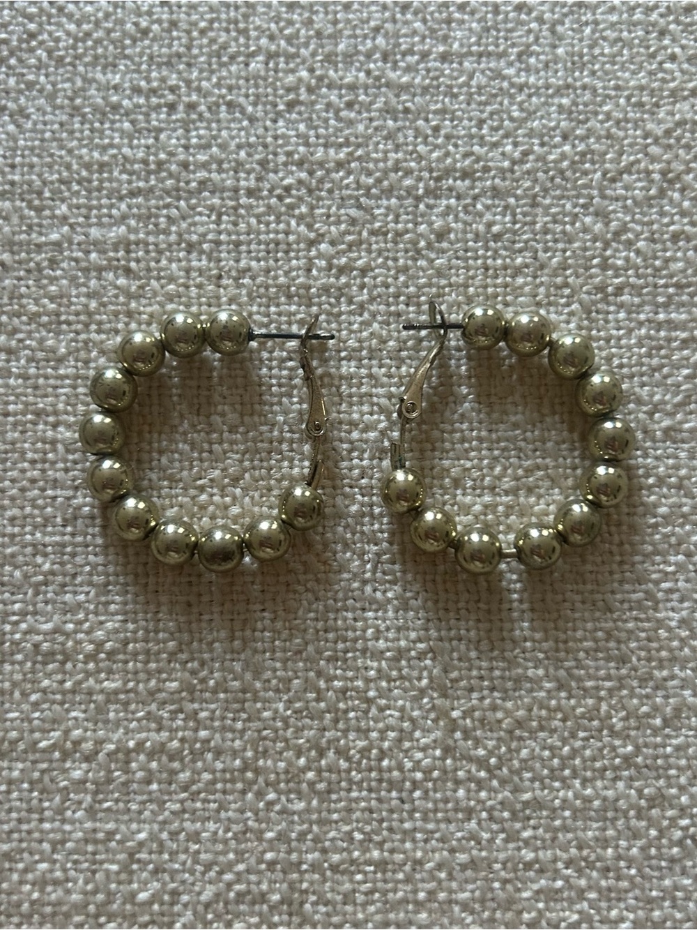Gold Beaded Hoop Earrings - Women Jewelry